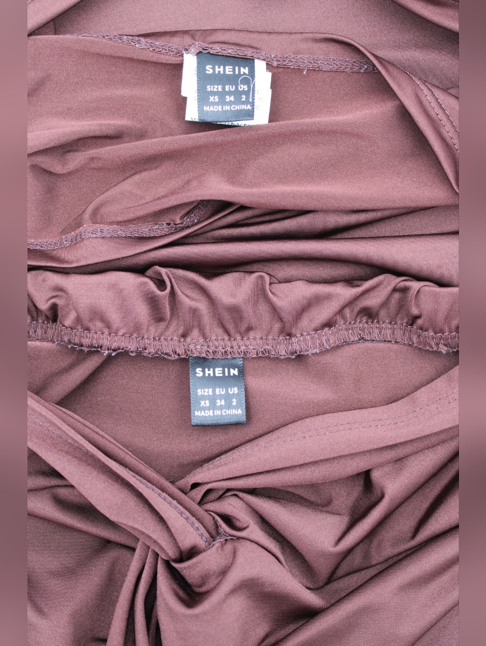 SHEIN Brown Ruched Halter 2 Piece Set XS Split Skirt - Picture 5 of 7